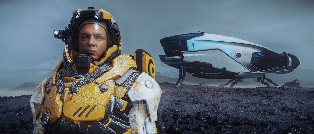 Star Citizen: 600i Selfie on the cold and desolate moon, Calliope