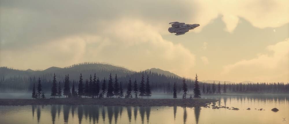 Star Citizen: Starlancer MAX Over a Lake