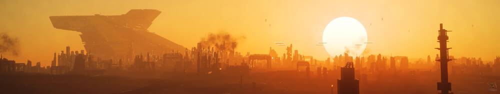 Star Citizen: Lorville Sunrise (triple monitor)