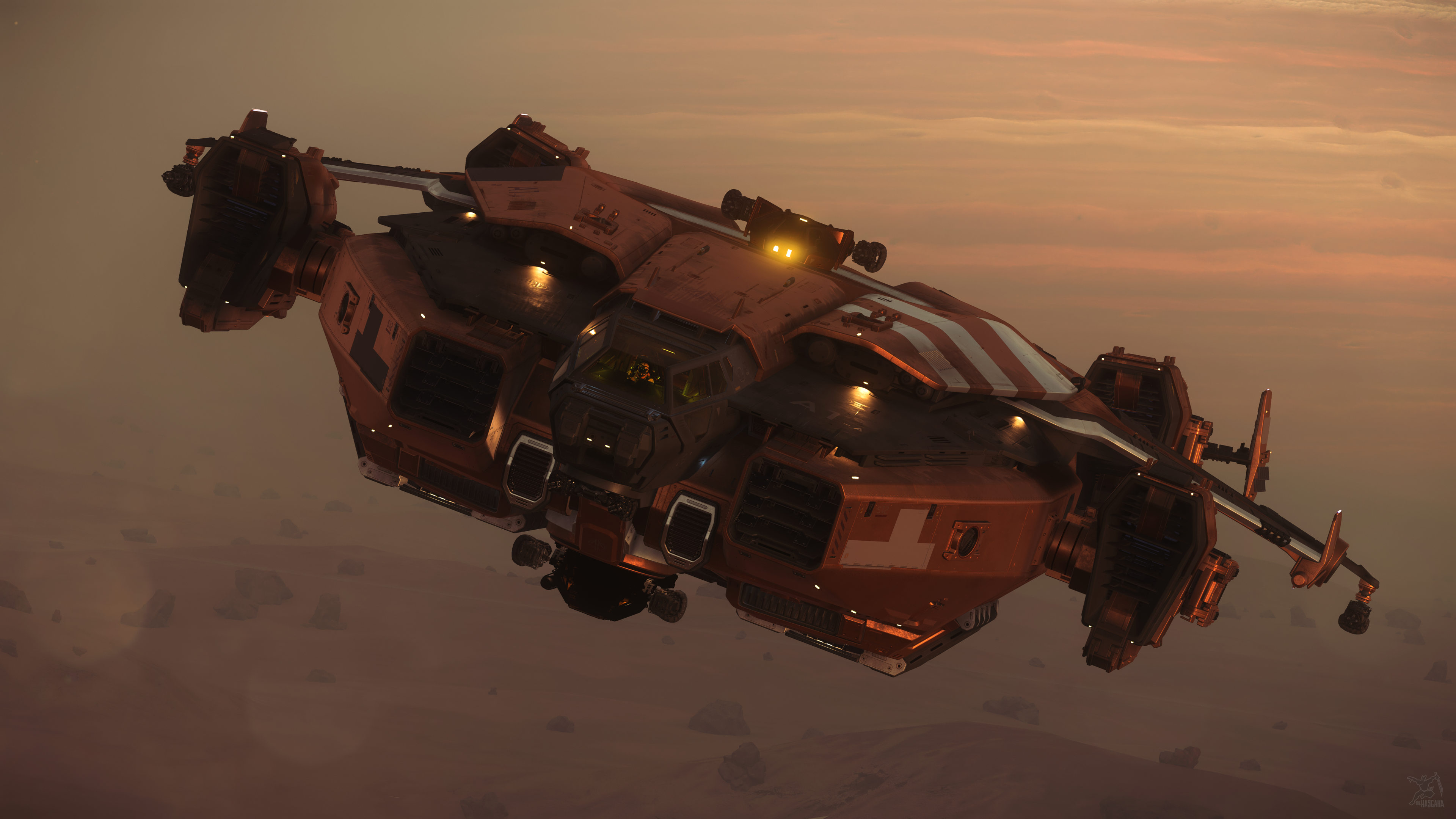 Liberator Skimming Across Daymar [in-game screenshot; downsampled to 4k] : starcitizen